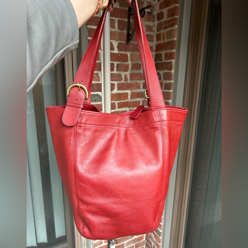 Vintage coach xl soho duffel tote style 4082 red leather shoulder bag retro y2k